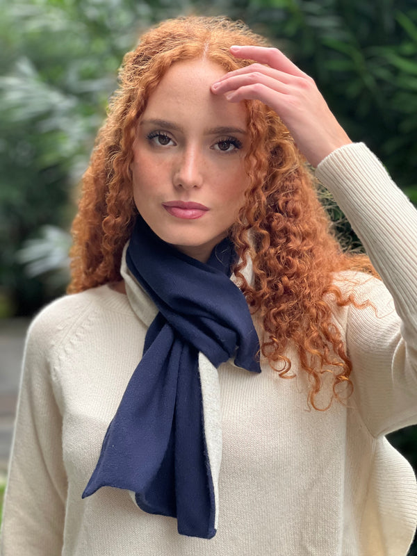 Scaldacollo  double face 100%cashmere  blu/beige