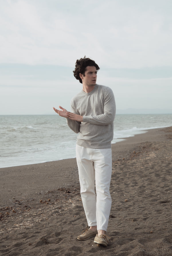 Sergio pullover girocollo 100% Cashmere - grigio perla