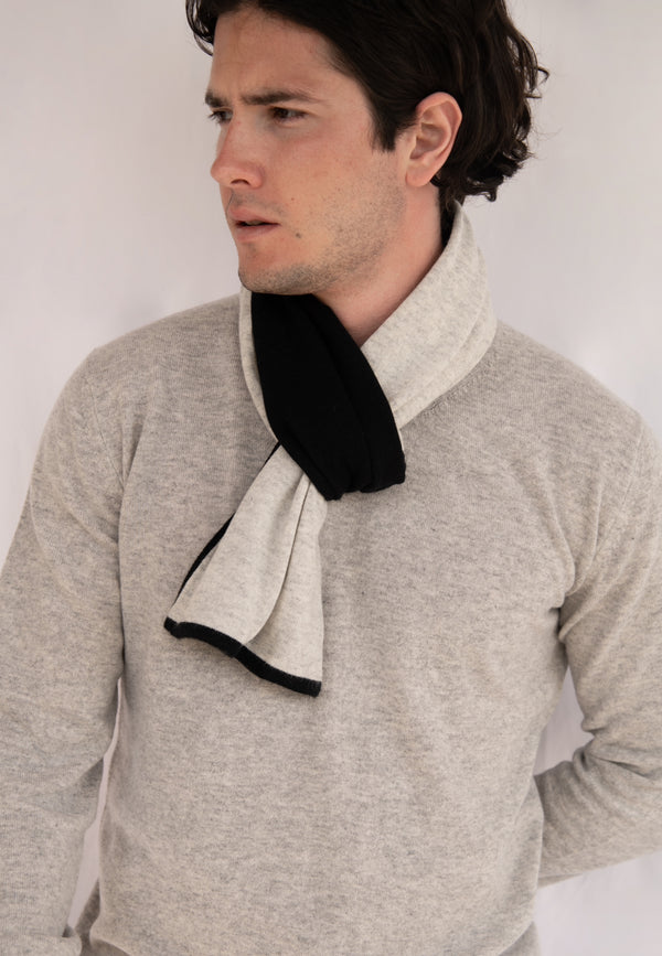 Scaldacollo Andrea double face 100%cashmere  nero/grigio perla