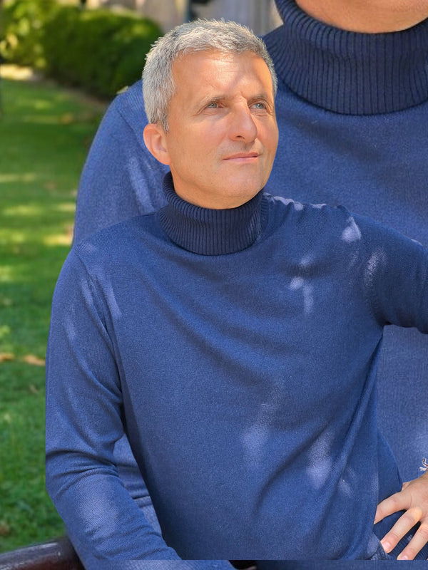 Edoardo Dolcevita 100% Cashmere blu