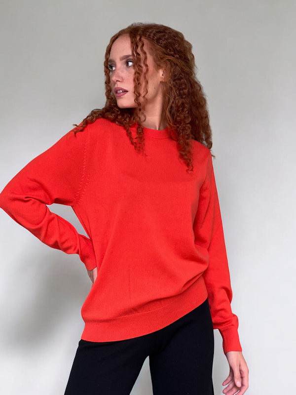 Sabrina -Pullover girocollo 100% Cashmere Arancio