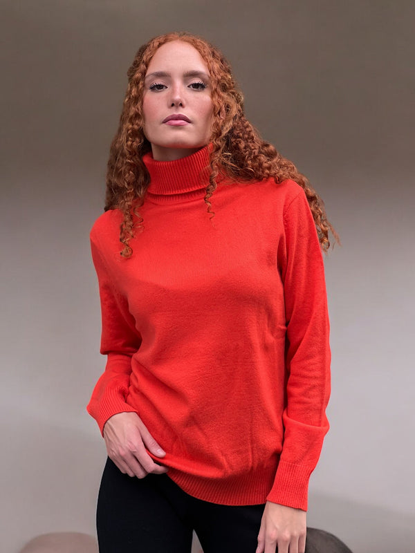 Lisa -Maglione dolcevita 100% Cashmere Arancio