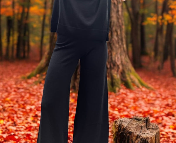 Vica Pantalone 100% Cashmere Nero - abbinabile con il pullover "La Ludo" per ottenere un meraviglioso set