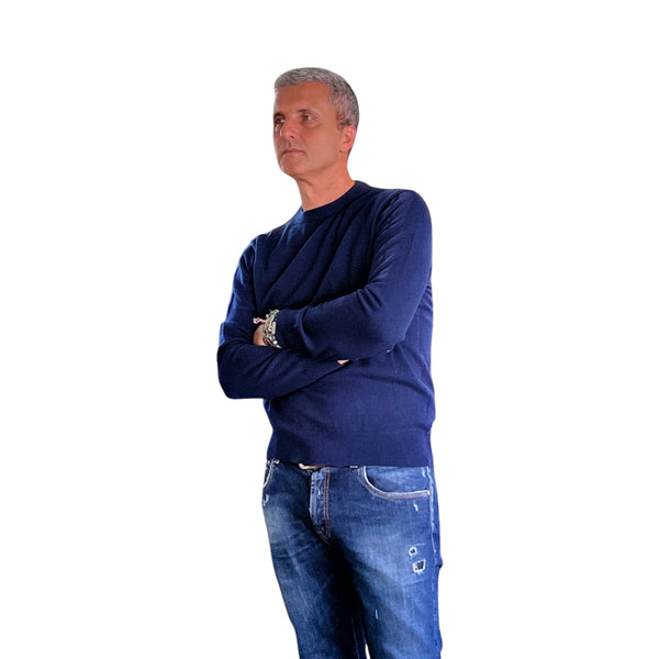 Sergio pullover girocollo 100% Cashmere - Blu
