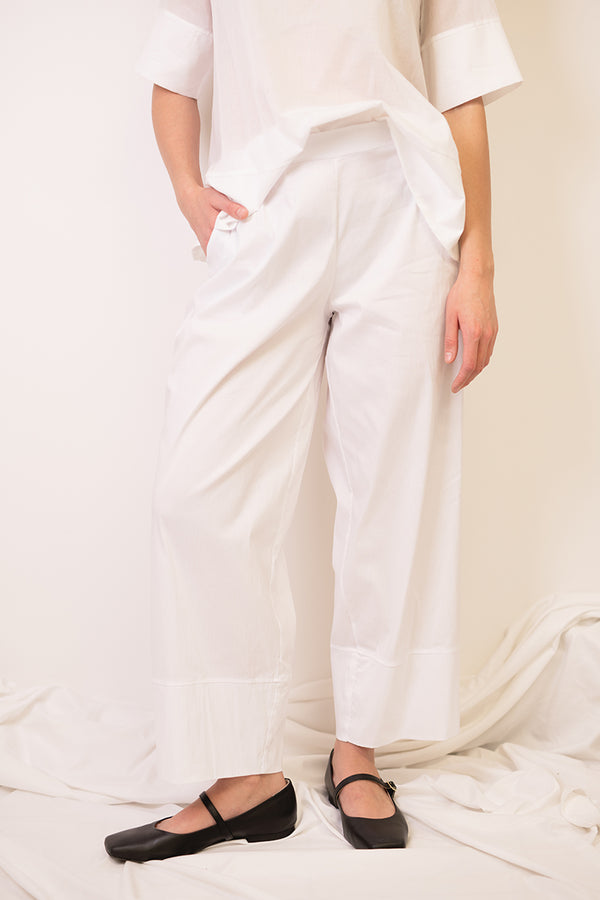 Pantalone in fresco cotone con elastico in vita